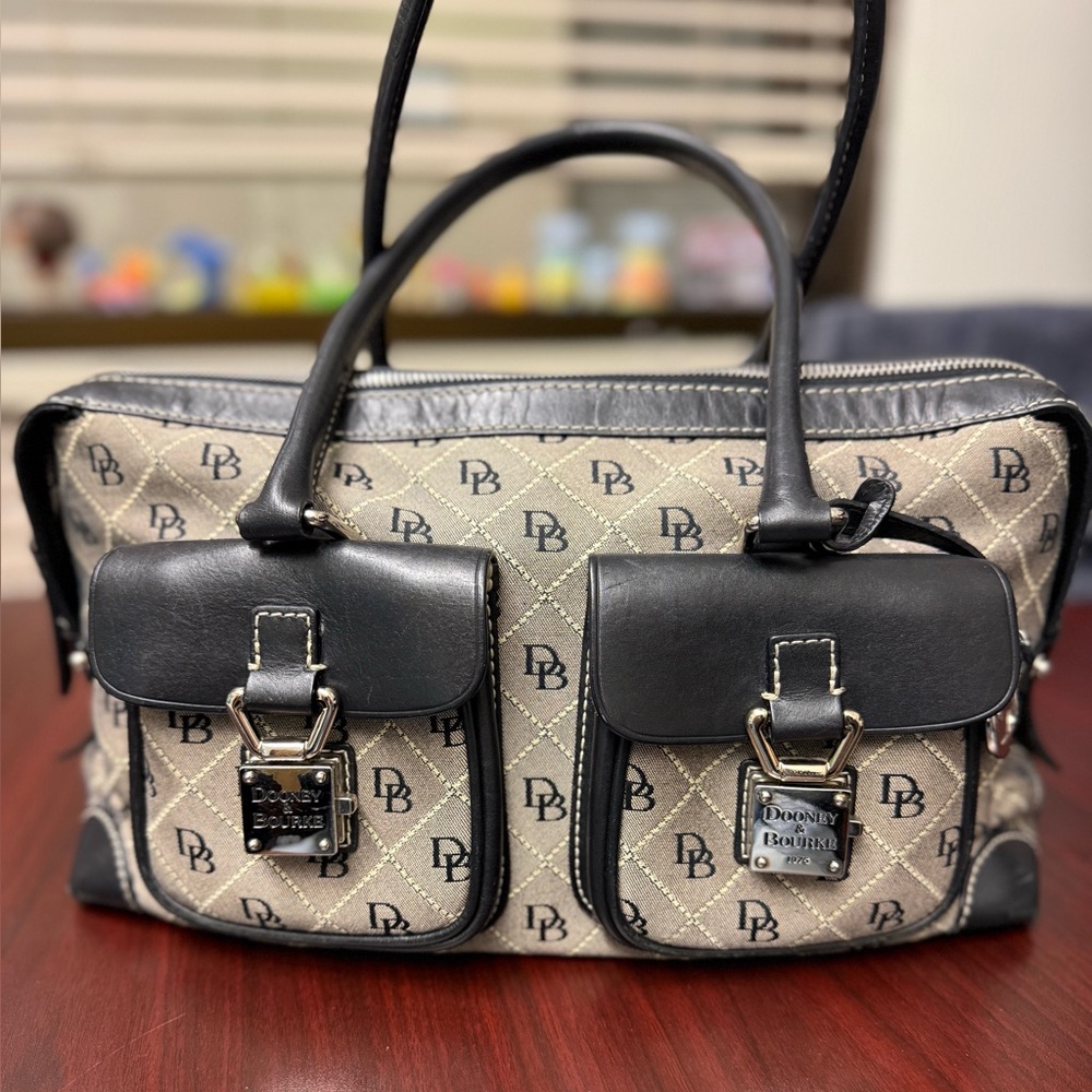 Dooney & Bourke Black and Grey Handbag, y2k